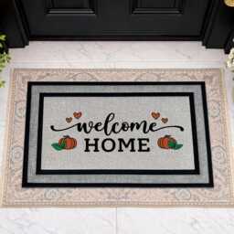 Welcome Home Pumpkin Doormat - Washable Fall Porch Decor - thumbnail 2