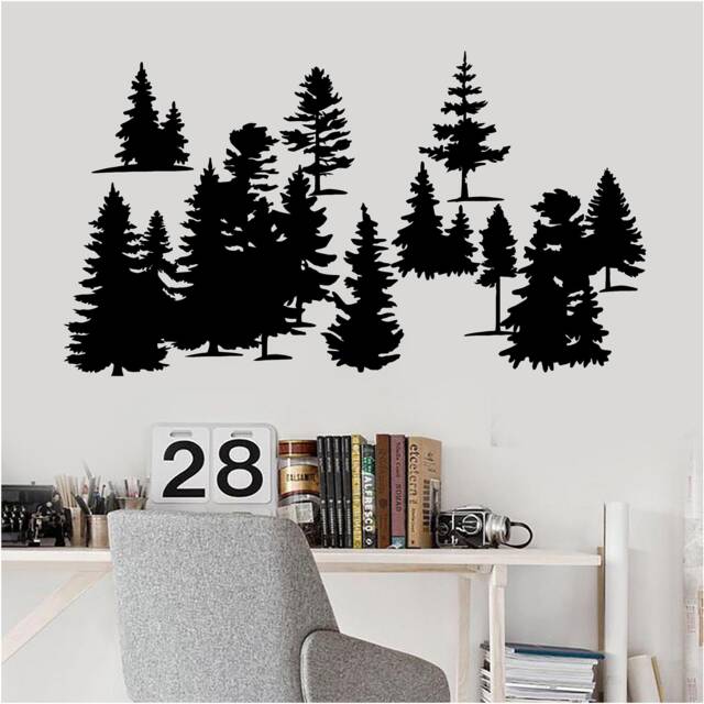 Wilderness Forest Trees - 1034 Vinyl Wall Art, Decal, Sticker, Transfer, Mural, Decor, Rent Friendly, Interior, Exterior, Full - image 1