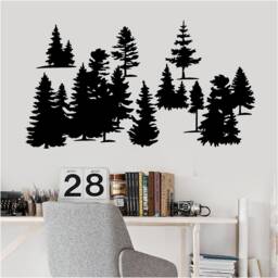 Wilderness Forest Trees - 1034 Vinyl Wall Art, Decal, Sticker, Transfer, Mural, Decor, Rent Friendly, Interior, Exterior, Full - thumbnail 1