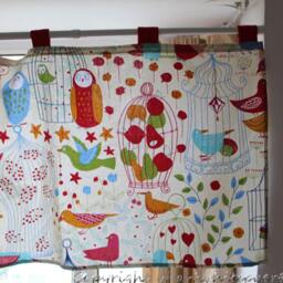 Tab Top Cafe Curtain Window Valance/Kitchen Curtain/Kids Curtain/Child Playroom/Bathroom Shower Curtain-Birds Owl Birdcage, Free Gift - thumbnail 3