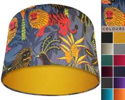 Blue Lampshade With Tropical Animal Print Theme. Rainforest Lightshade