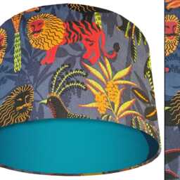 Blue Lampshade With Tropical Animal Print Theme. Rainforest Lightshade - thumbnail 3