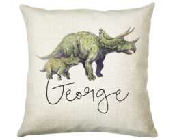 Personalised Dinosaur Cushion Gift Printed Name Design - Throw Pillow For Boy Girl Kids Bedroom Birthday Christmas Cs166 - thumbnail 1