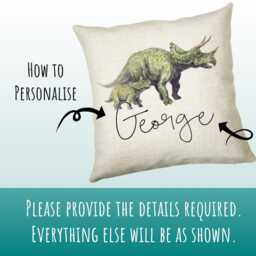Personalised Dinosaur Cushion Gift Printed Name Design - Throw Pillow For Boy Girl Kids Bedroom Birthday Christmas Cs166 - thumbnail 3
