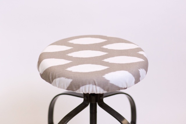 Ikat Print Barstool Cover Ecru & White Padded Kitchen Stool Slipcover - image 1