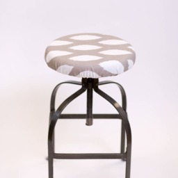 Ikat Print Barstool Cover Ecru & White Padded Kitchen Stool Slipcover - thumbnail 3