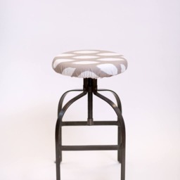 Ikat Print Barstool Cover Ecru & White Padded Kitchen Stool Slipcover - thumbnail 2