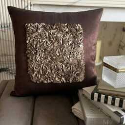 Dark Brown Art Silk, Ribbon Embroidered Solid Color Pattern, Modern Throw Pillow Cover/Euro Sham - Vintage Chocolate Love