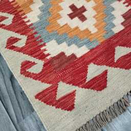 Classic Runner Rug, Handmade Artisan Afghan Turkish Scandinavian Navajo Bohemian Wool Flatweave Multicolour Kilim Rug 203x62 cm - thumbnail 2