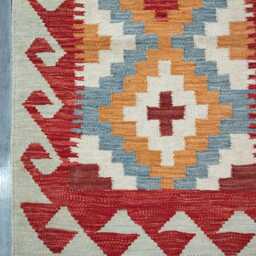Classic Runner Rug, Handmade Artisan Afghan Turkish Scandinavian Navajo Bohemian Wool Flatweave Multicolour Kilim Rug 203x62 cm - thumbnail 4