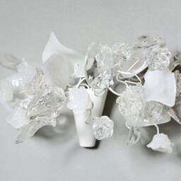 Resin Flower Bouquet Wall Sconce - White & Clear Bedroom Lighting - thumbnail 2