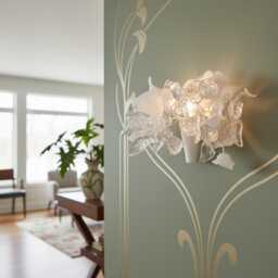 Resin Flower Bouquet Wall Sconce - White & Clear Bedroom Lighting - thumbnail 4