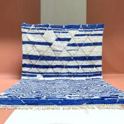 Custom Beni Ourain Rug Moroccan Woolen Shaggy Area Rug - thumbnail 3