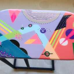 Handmade Colorful Resin C Table Wooden Couch/Laptop Stand - thumbnail 3