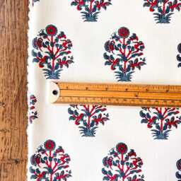 1608. Sarita Red/Blue Block Print - 100% Organic Cotton Cushion Cover - thumbnail 3