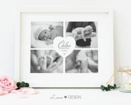Personalised Baby Photo Collage Print, Keepsake Wall Art - A2