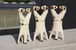 Set Of 3 Kissing Handcarved Meerkats, Olive Wood. Hugging/In Love Suricate Couples. African Interior Decor Gifts Express Shipping Worldwide - thumbnail 1