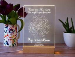 Custom Star Map For Gran - Personalised By Date & Location. When You Became My Grandma. Led Table Lamp. Unique Christmas Or Birthday Gift - thumbnail 1