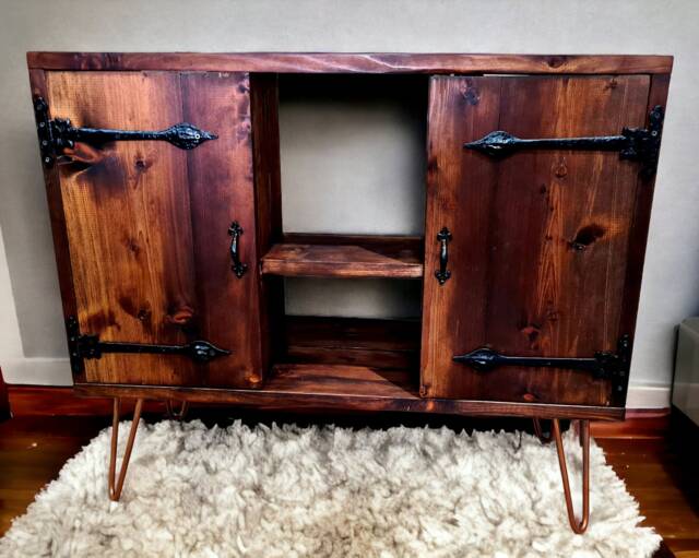 Rustic Industrial Sideboard Reclaimed Wood Console Table With Hairpin Legs - image 1