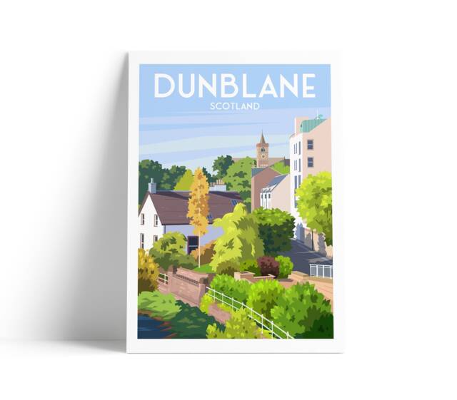 Dunblane Travel Poster - Stirlingshire Scotland Allan Water River - image 1