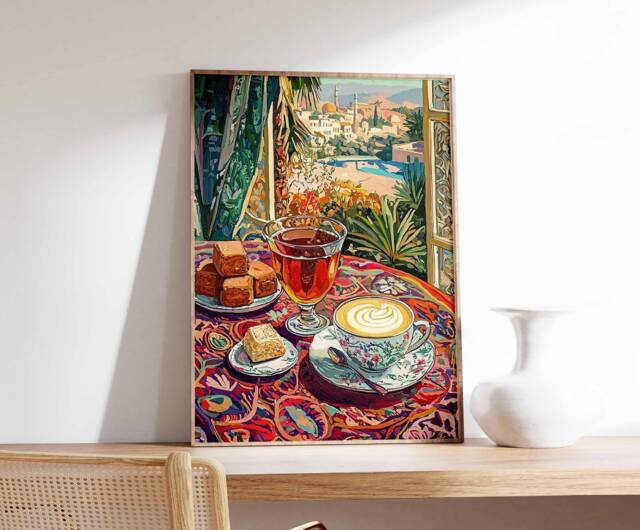 Islamic Food Poster, Coffee Arabic Decor, Persian Wall Art, Kitchen Afghan Gift - image 1