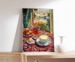 Islamic Food Poster, Coffee Arabic Decor, Persian Wall Art, Kitchen Afghan Gift - thumbnail 1