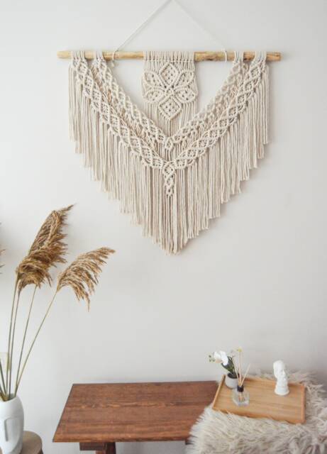 Large Macrame Wall Hanging, Flower Art, Bohemian Decoration, Woven Mural, Housewarming Gift, Headboard - image 1