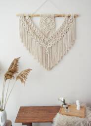Large Macrame Wall Hanging, Flower Art, Bohemian Decoration, Woven Mural, Housewarming Gift, Headboard
