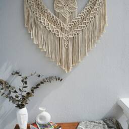 Large Macrame Wall Hanging, Flower Art, Bohemian Decoration, Woven Mural, Housewarming Gift, Headboard - thumbnail 3