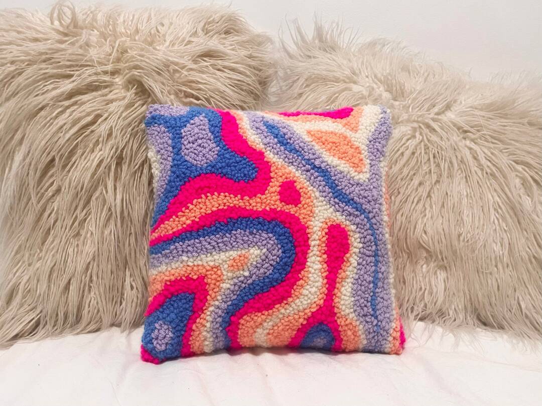 Tufted Abstract Colorful Pillow by
