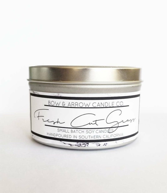 8 Oz Natural Soy Candle Fresh Cut Grass Scented - Tin Candle- Masculine - image 1