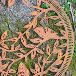 Trio Bird Wall Plaque Metal Hanging Garden Ornament Tree Of Life Sculpture Robin British Gift - thumbnail 3