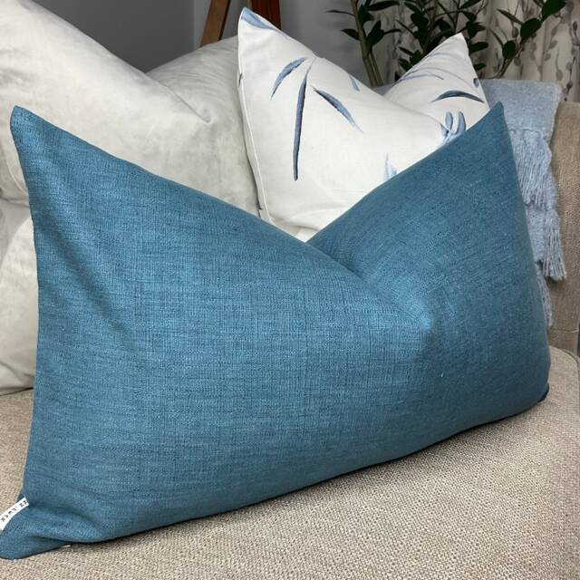 "Beautiful Deep Blue Cushion Cover, John Lewis & Partners Fabric - Cotton Blend Pillow Cover 12"" X 20" - image 1