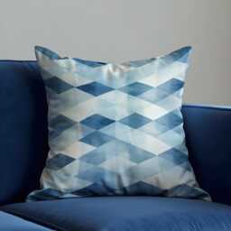 Blue White Check Cushion Cover, Watercolour Geometric Pillow Case, Modern Sofa Throw Pillowcase - thumbnail 1