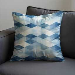 Blue White Check Cushion Cover, Watercolour Geometric Pillow Case, Modern Sofa Throw Pillowcase - thumbnail 3