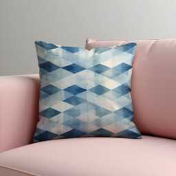 Blue White Check Cushion Cover, Watercolour Geometric Pillow Case, Modern Sofa Throw Pillowcase - thumbnail 2