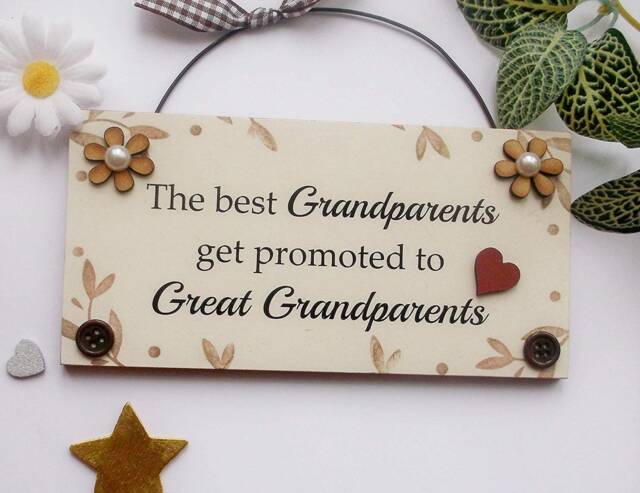 The Best Grandparents Get Promoted To Great Baby Reveal/Baby Shower Gift Idea Plaque - image 1