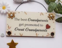 The Best Grandparents Get Promoted To Great Baby Reveal/Baby Shower Gift Idea Plaque - thumbnail 1