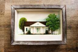 Personalized Farm House Clay Miniature, Framed 3D Dimensional House, Front Door Replica, First Home Gift, Holiday Present - thumbnail 1