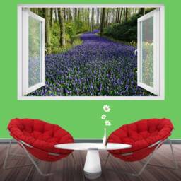 Forest Sunshine Lavender Field Wall Sticker Poster Mural Decal Room Office Nursery Decor Id714 - thumbnail 3