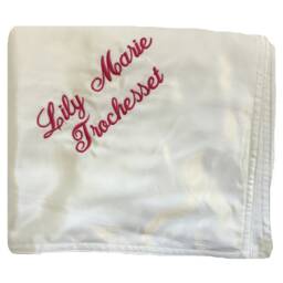 Satin Baby Blanket - Double Sided Washable Embroidered Personalized With Child's Name Many Colors Available - thumbnail 4