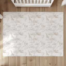 Chinoiserie Toile De Jouy Safari - Beige, Rug, Carpet, Kids Decor, Children's Room Decor, Kids Carpet - thumbnail 3