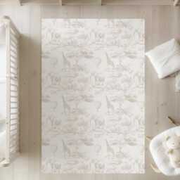 Chinoiserie Toile De Jouy Safari - Beige, Rug, Carpet, Kids Decor, Children's Room Decor, Kids Carpet - thumbnail 2