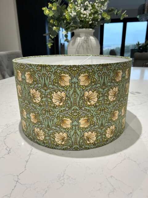 Handmade Lampshade in A Beautiful William Morris Pimpernel Green Fabric, Various Sizes Available, Ceiling Or Table/Floor Lamp Options - image 1