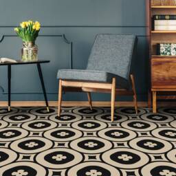 Modern Rings Vinyl Flooring, Black Baby Shower Ideas, Beige Homecoming Proposal Circles Aesthetic Room Decor, Retro Floor Art - thumbnail 3