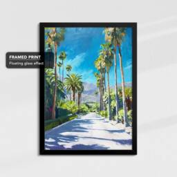 Vibrant Palm Springs California Pastel Abstract Oil Painting Framed Poster Print & Canvas Wall Decor Art Bedroom Home Interior Gift - thumbnail 2
