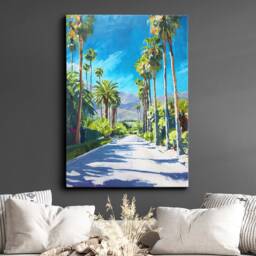 Vibrant Palm Springs California Pastel Abstract Oil Painting Framed Poster Print & Canvas Wall Decor Art Bedroom Home Interior Gift - thumbnail 1