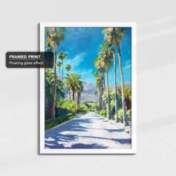 Vibrant Palm Springs California Pastel Abstract Oil Painting Framed Poster Print & Canvas Wall Decor Art Bedroom Home Interior Gift - thumbnail 3