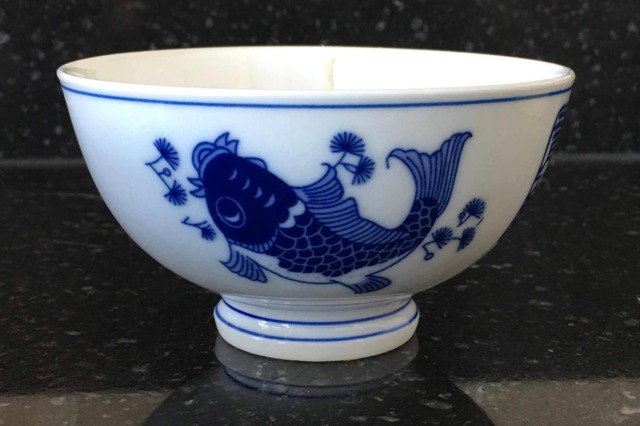 Peach Mango Scented Asian Style 100% Soy Candles in Chinese Designed Fish Rice Bowl - image 1
