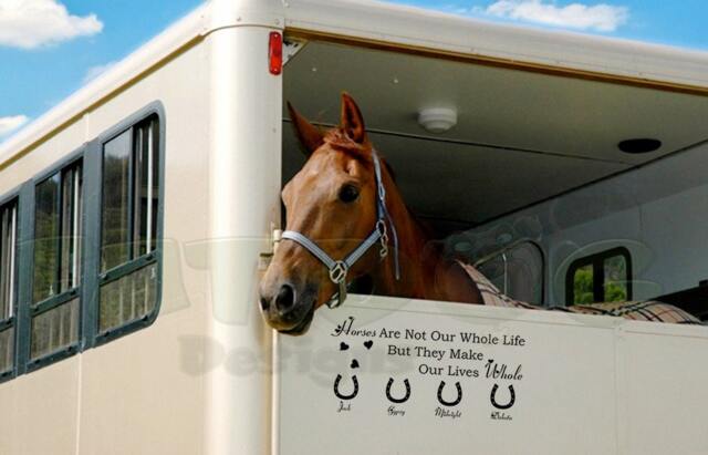 Horses Make Our Lives Whole Wall Car Truck Trailer Decal With Horse Shoes & Names, Lover Decor, Custom Horse Name, Pet Name - image 1